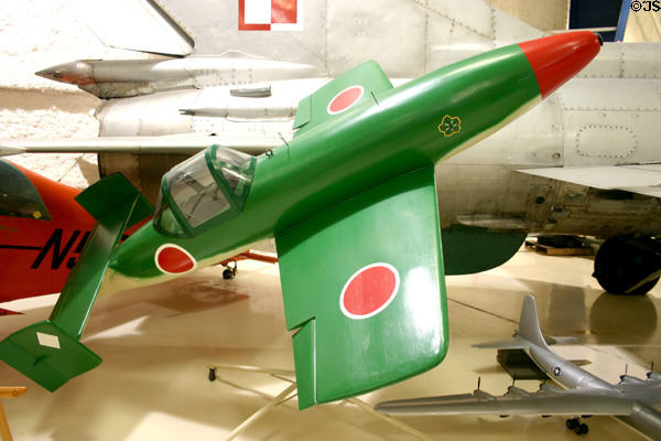 Full scale model of Japanese 'WWII Ohka piloted rocket bomb (1944) at Lone Star Flight Museum. Galveston, TX.