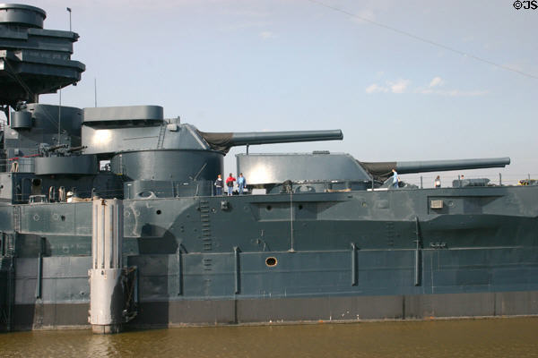 Battleship Texas forward two turrets. Houston, TX.