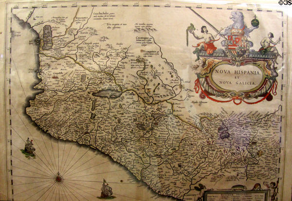 Map of Nova Hispania et Nova Galicia (1635) by Willem Janszoon Blaeu of Amsterdam at San Jacinto Monument museum. San Jacinto, TX.