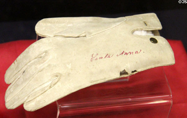 Glove taken from Santa Anna during the U.S.-Mexican War (1848) at San Jacinto Monument museum. San Jacinto, TX.
