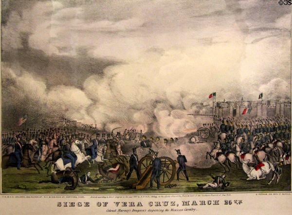 Siege of Vera Cruz, March 26th 1847 graphic by E.B. & E.C. Kellogg at San Jacinto Monument museum. San Jacinto, TX.