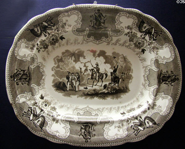 Texian Campaigne china platter (1846-52) from England at San Jacinto Monument museum. San Jacinto, TX.