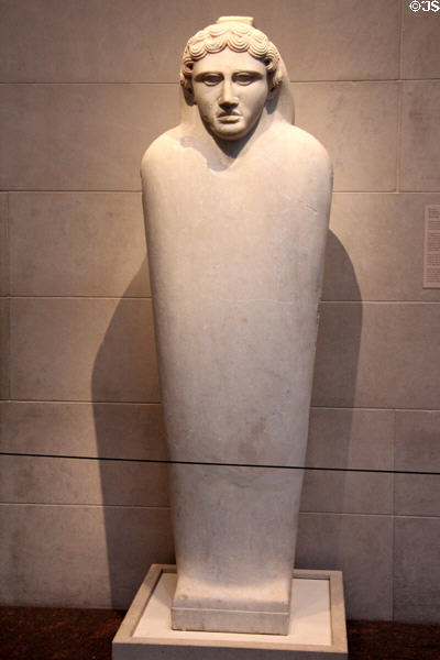 Marble Phoenician sarcophagus of a youth (5th-4thC BCE) at Museum of Fine Arts, Houston. Houston, TX.