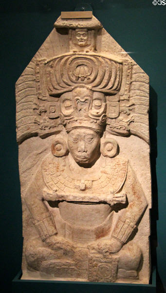 Lord Itzam K'an Ahk II limestone stela (731) from Petén, Guatemala at Museum of Fine Arts, Houston. Houston, TX.