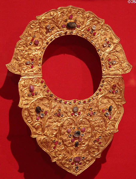 Gold royal jewelry necklace (c1890) from Island of Bali at Museum of Fine Arts, Houston. Houston, TX.