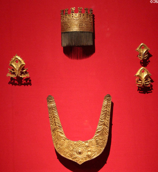 Gold ornaments (19thC) from Island of Sumba, Indonesia at Museum of Fine Arts, Houston. Houston, TX.