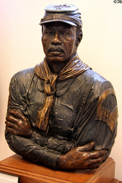 Old Soldier bust (1993) depicts Medal of Honor Winner (1881) First Sergeant William Moses by Eddie Dixon at Buffalo Soldiers National Museum. Houston, TX.