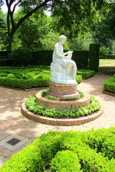 Clio muse of history sculpture (1939) by Antonio Frilli Studio of Florence in garden at Bayou Bend. Houston, TX.