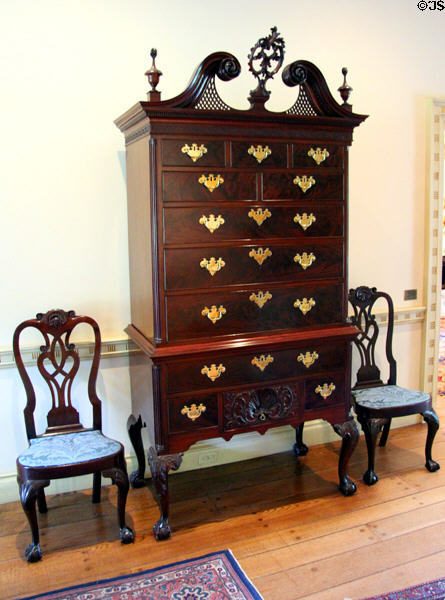 High Chest of Drawers (1760-1800) from Philadelphia at Bayou Bend. Houston, TX.