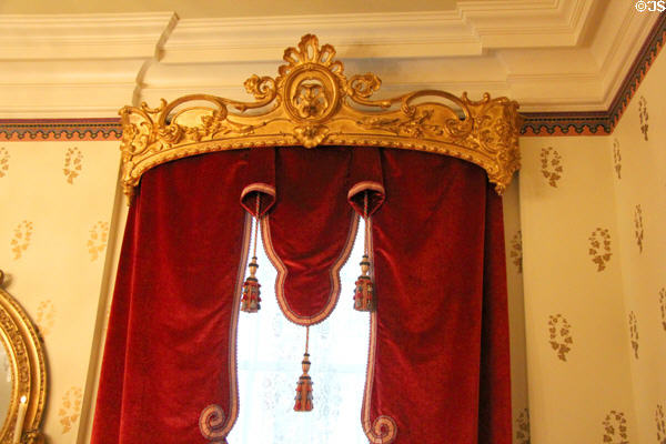 Curtains in Belter Parlor at Bayou Bend. Houston, TX.