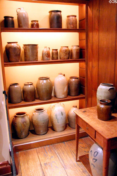 Texas stoneware jug & crock collection (19thC) including Guadalupe Pottery at Bayou Bend. Houston, TX.