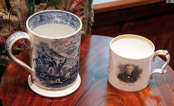 Texian Campaigne china mug & General Zachary Taylor mug at Bayou Bend. Houston, TX.