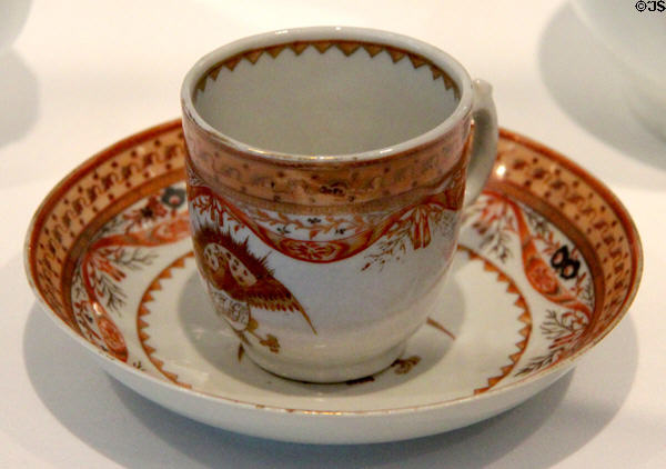 Porcelain coffee cup & saucer (1795-1805) from China at Bayou Bend. Houston, TX.
