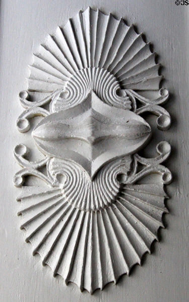 Carved decorative element at Nichols-Rice-Cherry House at Sam Houston Park. Houston, TX.