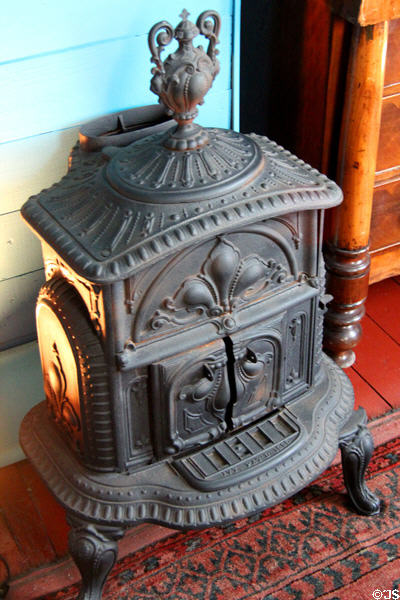 Cast iron Ivy heating stove (1885) in Yates House at Sam Houston Park. Houston, TX.