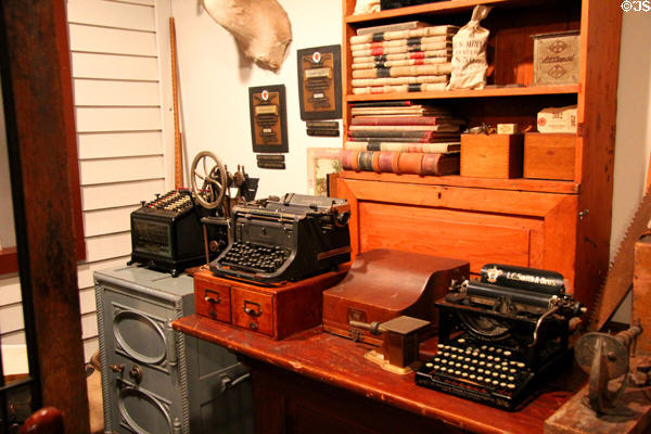 Typewriters & office equipment in General Store at Sam Houston Park. Houston, TX.