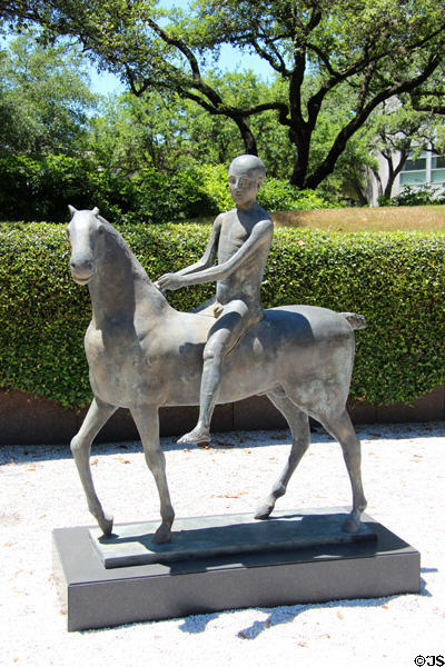 Pilgrim (Il Pellegrino) bronze sculpture (1939) by Marino Marini at Cullen Sculpture Garden of Museum of Fine Arts, Houston. Houston, TX.