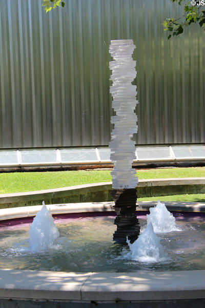Stack of glass books in fountain at Contemporary Arts Museum. Houston, TX.