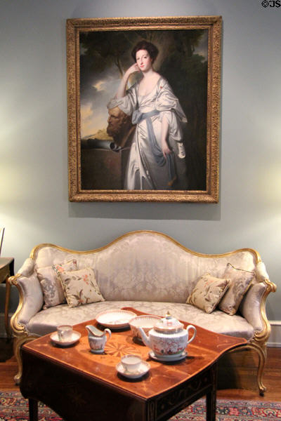 George Romney painting over sofa & coffee table at Rienzi house museum. Houston, TX.