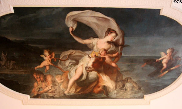 Drawing room Rape of Europa ceiling painting (c early 18thC) attrib. to Ignaz Stern at Rienzi house museum. Houston, TX.