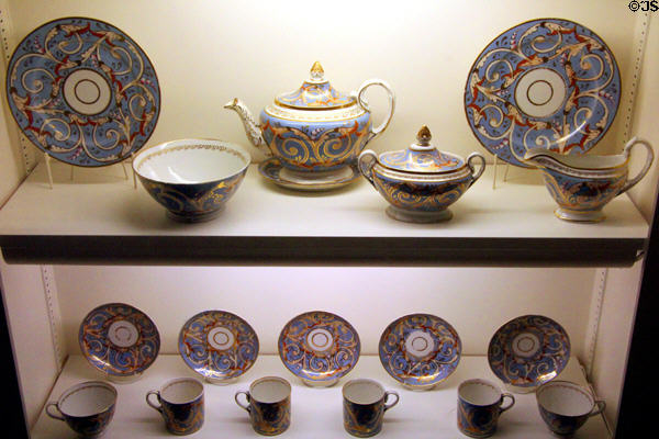 Blue & gold porcelain at Rienzi house museum. Houston, TX.