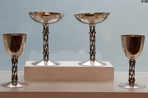 Silver stemmed liqueur cups (c1962-64) by William Spratling at Rienzi house museum. Houston, TX.