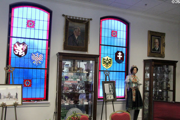 Czech stained glass & cultural displays at Czech Cultural Center. Houston, TX.