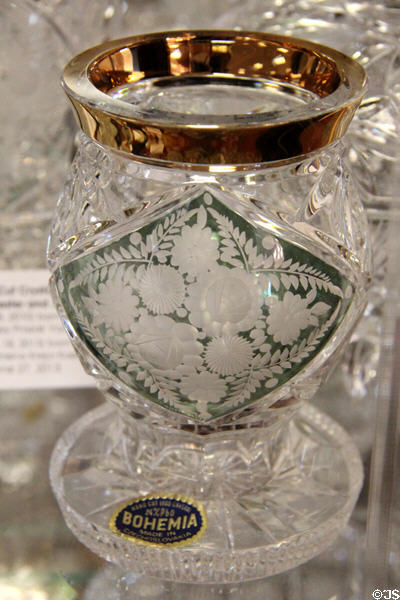Bohemian cut crystal vase at Czech Cultural Center. Houston, TX.