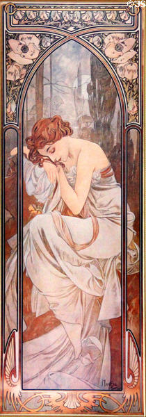 Times of the Day: Night Art Nouveau print (1899) by Alphonse Mucha at Czech Cultural Center. Houston, TX.