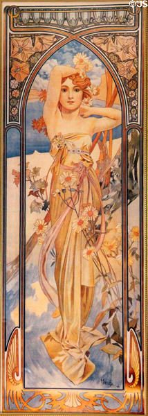 Times of the Day: Morning Art Nouveau print (1899) by Alphonse Mucha at Czech Cultural Center. Houston, TX.
