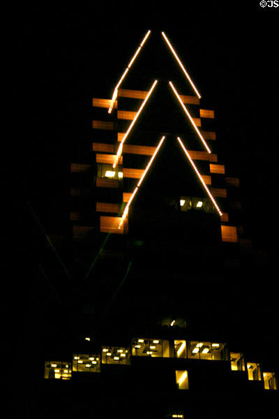 100 Congress Tower at night. Austin, TX.