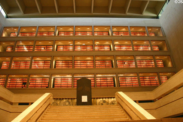 Lyndon B. Johnson Library central staircase & files holding LBJ documents. Austin, TX.