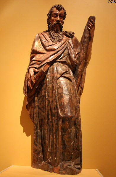 St Andrew wood sculpture (late 16th C) from Mexico at San Antonio Museum of Art. San Antonio, TX.