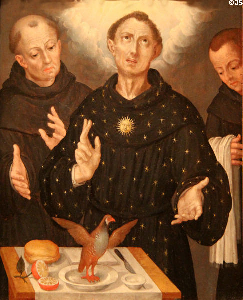 Miracle of St. Nicolas of Tolentino painting (early 17th C) attrib. Friar Alonzo López de Herrera of Mexico at San Antonio Museum of Art. San Antonio, TX.