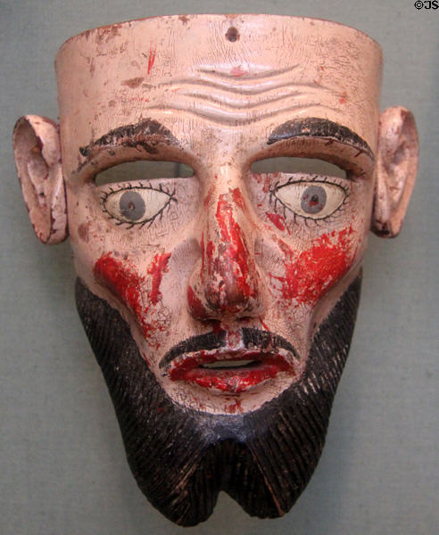 Wood mask of St James the Greater (mid 19th C) from Mexico at San Antonio Museum of Art. San Antonio, TX.