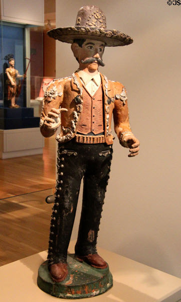 Pottery figure of hero of Mexican Revolution (1938) by Eulogio Alonso of Puebla, Mexico at San Antonio Museum of Art. San Antonio, TX.