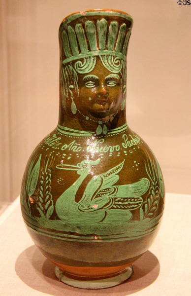 Earthenware pulque pitcher (early 20th C) from Mexico at San Antonio Museum of Art. San Antonio, TX.