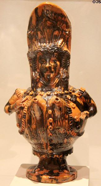 Earthenware pulque pitcher (1936) from Puebla, Mexico at San Antonio Museum of Art. San Antonio, TX.