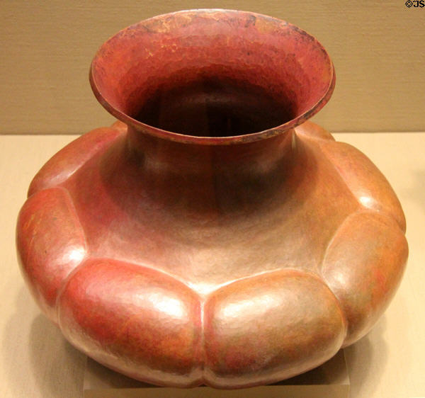 Copper container (1975) from Michoacan, Mexico at San Antonio Museum of Art. San Antonio, TX.