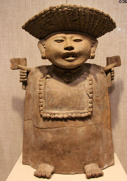 Earthenware standing female figure (450-650) from Veracruz, Mexico at San Antonio Museum of Art. San Antonio, TX.