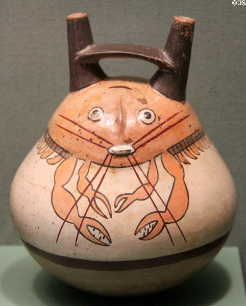 Nazca culture earthenware vessel with crab motif (c500) from South Coast Peru at San Antonio Museum of Art. San Antonio, TX.