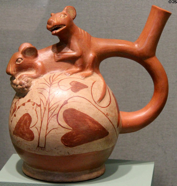 Mochica culture earthenware vessel copulating rats (c500) from Northern Peru at San Antonio Museum of Art. San Antonio, TX.