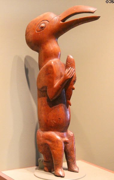 Wood anthropomorphic bird deity (late 19th-early 20th C) from Easter Island at San Antonio Museum of Art. San Antonio, TX.