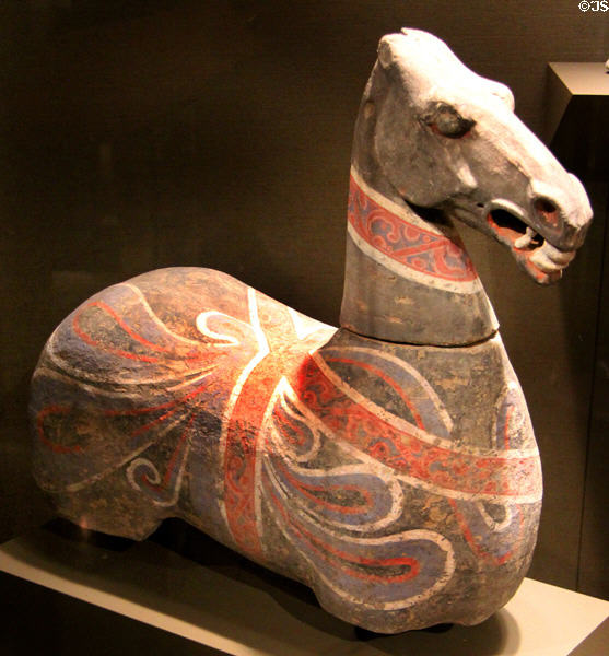 Western Han dynasty earthenware horse (206 BCE- 9 CE) from China at San Antonio Museum of Art. San Antonio, TX.