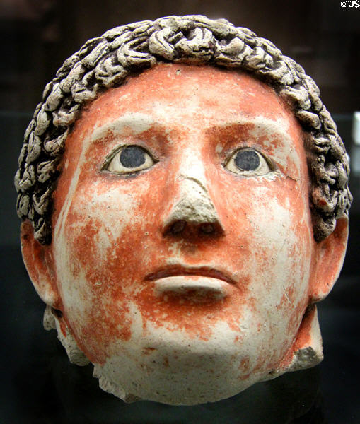 Egyptian stucco mummy mask (2nd-3rd C AD, Roman Period) at San Antonio Museum of Art. San Antonio, TX.