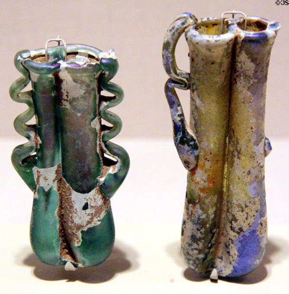 Glass cosmetic tube (4-5th C CE) from Eastern Mediterranean at San Antonio Museum of Art. San Antonio, TX.