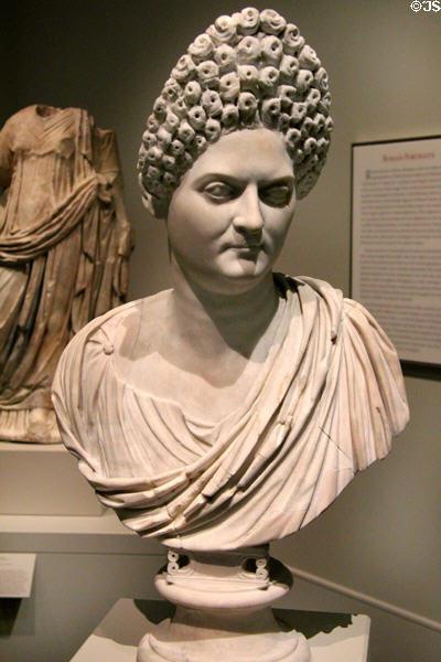 Roman carved marble portrait of a woman (early 2nd C CE) at San Antonio Museum of Art. San Antonio, TX.