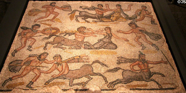 Roman floor mosaic with Battle of Lapiths & Centaurs (3rd- 4th C CE) at San Antonio Museum of Art. San Antonio, TX.