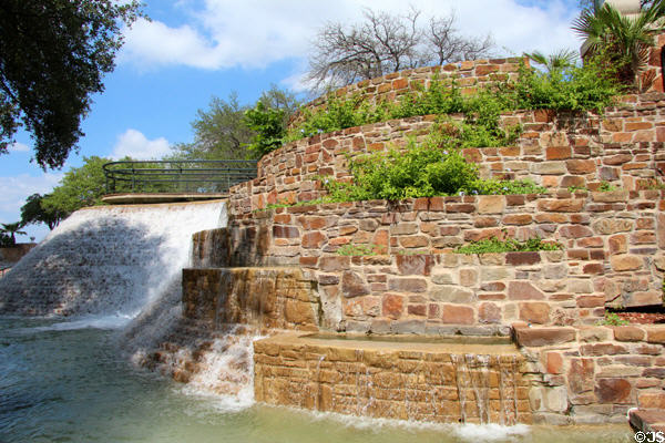 Water cascades at HemisFair Park. San Antonio, TX.