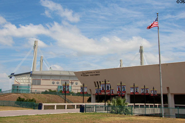 Alamodome stadium (1993) & former Texas Pavilion at HemisFair '68. San Antonio, TX.